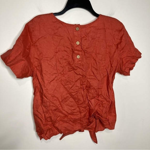 Rachel Zoe 100% linen knot front top short sleeve size large - Picture 5 of 5